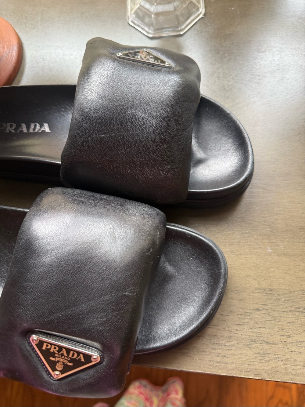 Prada Soft Padded Nappa Leather Slides Black - Picture 13 of 15